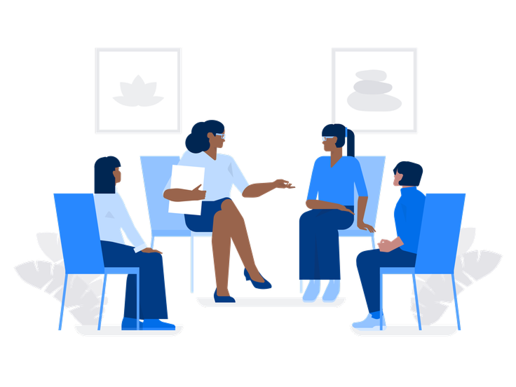 People discussing in a group illustration